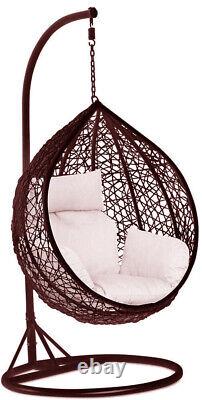 Rattan Egg Swing Chair Garden Hanging Indoor Outdoor Patio Hammock with Cushions