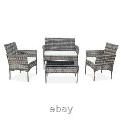 Rattan Furniture Garden Outdoor 4pcs patio Table Chairs Set With Table & Cushions