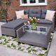 Rattan Garden 4 Seat Clearance Corner Sofa Set With Outdoor Table For Patio