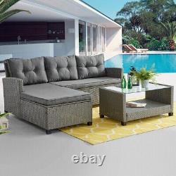 Rattan Garden 4 Seat Clearance Corner Sofa Set with Outdoor Table for Patio