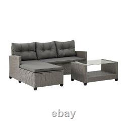 Rattan Garden 4 Seat Clearance Corner Sofa Set with Outdoor Table for Patio