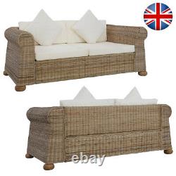 Rattan Garden Furniture 2-Seater Sofa with Cushions Outdoor Patio Garden Stylish