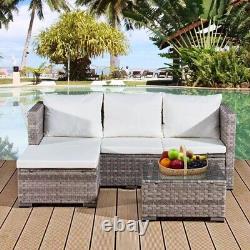 Rattan Garden Furniture 3 Piece L-Shape Sofa Outdoor Patio Grey Corner Lounger