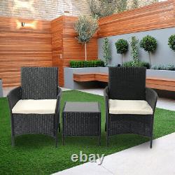 Rattan Garden Furniture 3 Piece Outdoor Bistro Table and Chairs Patio Wicker Set