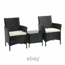Rattan Garden Furniture 3 Piece Outdoor Bistro Table and Chairs Patio Wicker Set