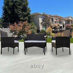 Rattan Garden Furniture 4 PC Outdoor Patio Sofa Set Wicker Conservatory Set