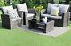 Rattan Garden Furniture 4 Piece Chairs Coffee Table Cushions Set Outdoor Patio 3
