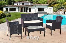 Rattan Garden Furniture 4 Piece Set Outdoor Chairs Table Sofa Wicker Patio Set