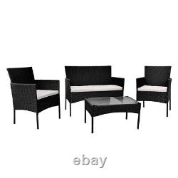 Rattan Garden Furniture 4 Piece Set Outdoor Patio Wicker Sofa Set Chairs Table