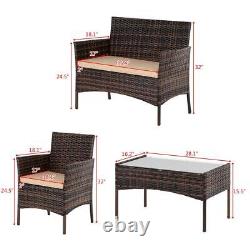 Rattan Garden Furniture 8 Piece Chairs Sofa Coffee Table Outdoor Patio Set Brown