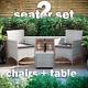 Rattan Garden Furniture Bistro Set 2 Seater Table Chair Outdoor Patio Grey