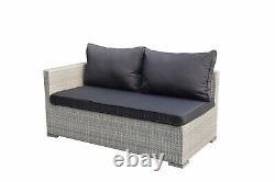 Rattan Garden Furniture Corner Sofa Set Outdoor Patio L-Shaped Grey Lounge Set