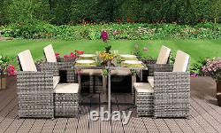 Rattan Garden Furniture Cube Set Chairs Sofa Table Outdoor Patio
