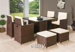 Rattan Garden Furniture Cube Set Chairs Sofa Table Outdoor Patio Rattan Black