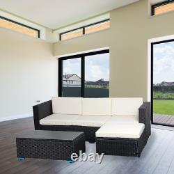 Rattan Garden Furniture L-Shape Lounger 4-Seater Outdoor Patio Corner Sofa Set