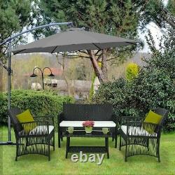 Rattan Garden Furniture Outdoor 4pcs Patio Sofa Set chairs Table withBeige Cushion