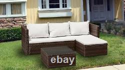 Rattan Garden Furniture Outdoor 5Pcs Patio Corner L Shape Sofa Lounger Set Table