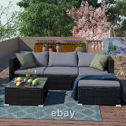 Rattan Garden Furniture Outdoor 5pcs Patio Sofa Set chairs Table (Rupert Black)