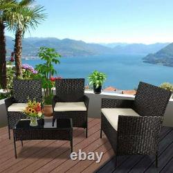 Rattan Garden Furniture Set 4 Piece Chairs Sofa Outdoor Dining Table Bench Patio