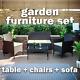 Rattan Garden Furniture Set 4 Piece Chairs Table Sofa Outdoor Patio Set Brown