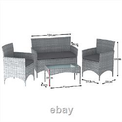 Rattan Garden Furniture Set 4 Piece Chairs Table Sofa Outdoor Patio Set Grey