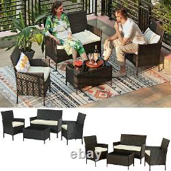Rattan Garden Furniture Set 4 Piece Outdoor Patio Furniture Chairs Sofa Table