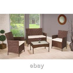 Rattan Garden Furniture Set 4 Piece Outdoor Patio Sofa Table Chair Bistro Wicker