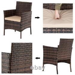 Rattan Garden Furniture Set 4 Piece Outdoor Sofa Table Chairs Patio Brown Wicker