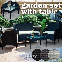 Rattan Garden Furniture Set Chairs Sofa Outdoor Dining Table Bench Patio 4 Piece