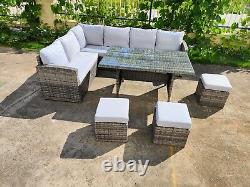 Rattan Garden Furniture Set Corner Lounge Outdoor Sofa Chair Stools Patio