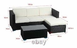 Rattan Garden Furniture Set Outdoor 4-Seater L-Shape Patio Corner Sofa Lounger