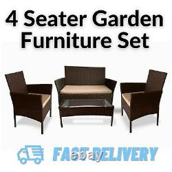 Rattan Garden Furniture Set Outdoor Patio 4 Seater Chairs Sofa and Table Lounge