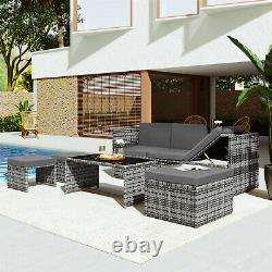 Rattan Garden Furniture Set Outdoor Patio Sun Lounger Sofa Recliner with Cushion