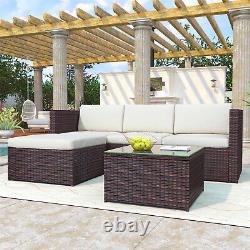 Rattan Garden Furniture Set Wicker Sofa Table for Outdoor Patio Backyard Brown