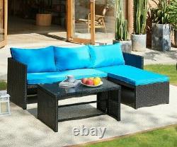 Rattan Garden Furniture Sofa Set Brown or Black Patio Outdoor Corner Lounge Seat
