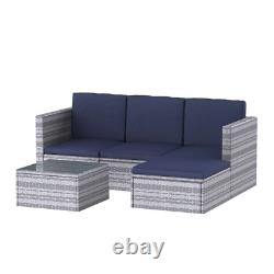 Rattan Garden Furniture Sofa Set Lounger Table Patio Furniture Outdoor Grey+blue