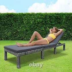 Rattan Garden Furniture Sun Bed Lounger Adjustable Recliner Sofa Outdoor Patio