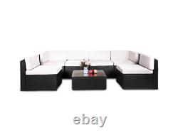 Rattan Garden Furniture U Corner Sofa Set Black Outdoor Patio Coffee W Cushions
