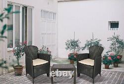 Rattan Garden Set Effect Table & Chairs Set Patio Set 3 Piece Bistro Set