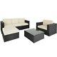 Rattan Lounge Garden Patio Furniture Set Chairs Table Outdoor Steel Seat Cushion