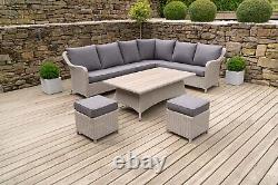Rattan Outdoor Garden Furniture Patio 8 Seater Corner Sofa and Table Set Grey