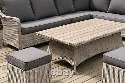 Rattan Outdoor Garden Furniture Patio 8 Seater Corner Sofa and Table Set Grey