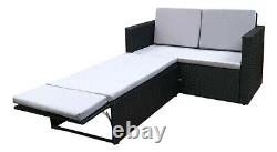 Rattan Outdoor Garden Sofa Furniture Love Bed Patio Bed Grey Black Brown