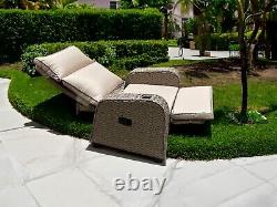 Rattan Recliner Wicker Garden Outdoor Sun Lounger Lazyboy Furniture Patio Grey