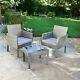 Rattan Set 2 Chairs &table Armchair Bistro Garden Furniture Outdoor Patio Set