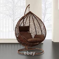 Rattan Swing Egg Chair Garden Hanging Indoor Outdoor Patio Hammock with Cushion