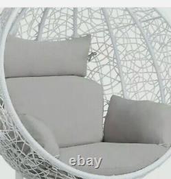 Rattan Swing Hanging Egg Chair Garden Indoor Outdoor Patio with Cushions white
