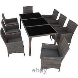 Rattan garden dining set XL 8 Chairs, 1 Table Outdoor Patio Seater Aluminium