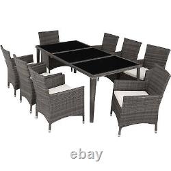 Rattan garden dining set XL 8 Chairs, 1 Table Outdoor Patio Seater Aluminium