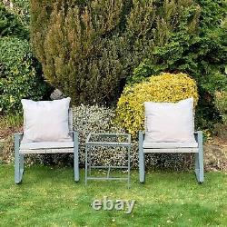 Rattan patio / garden / outdoor bistro set / 2 rocking chairs / glass top table